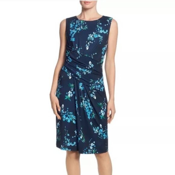 NWT T Tahari Floral Draped Midi Dress Sz. 6 - Picture 1 of 2